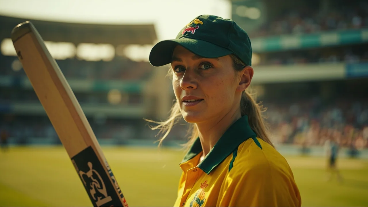 Wide establishing view of an Indian cricket ground at twilight with the outfield lit for a short-format fixture, setting the stage for Australia A Women's seven-match tour against India A